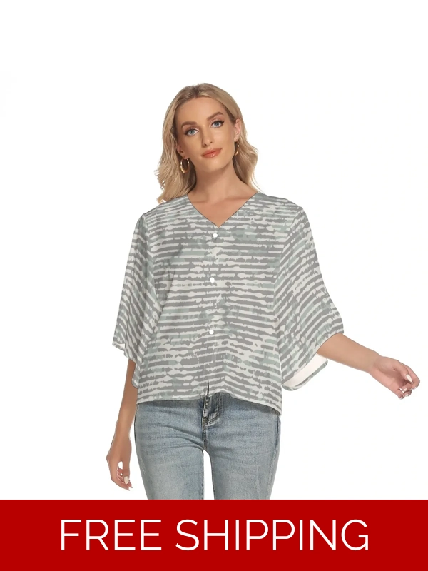 Motiff Shop Bat Sleeve V-Neck Top